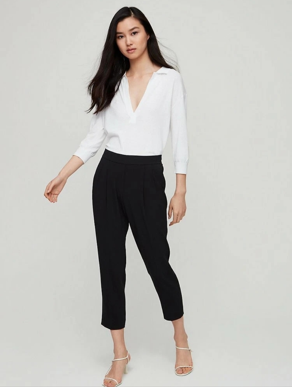 Babaton Cohen Black Pleated Dress Trousers Mid Rise Size 8